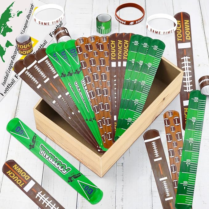 40 Pieces Football Party Favors, Football Silicone Wristbands Football Rubber Bracelets for Football Game Day Teens Birthday Football Theme Party Football Team Awards Presents