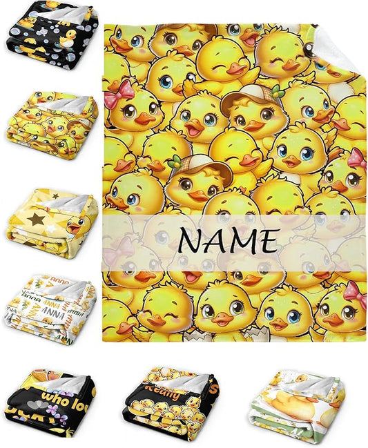 Aparajita Custom Name Ducks Adult Duck Blanket Kids Funny Blanket Suitable for Bedroom Living Room Bed Sofa Crib Couch Chair Outdoor All Season Items That Yellow Duck Lovers Will Love 40"x30"for Pets