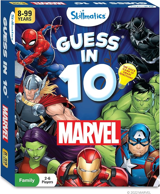Skillmatics Card Game - Guess in 10 Marvel, Perfect for Boys, Girls, Teens, Adults Who Love Avengers, Spiderman, Iron Man, Travel Game, Gifts for Ages 8, 9, 10 and Up