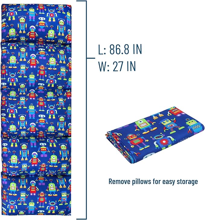 Wildkin Kids Microfiber Floor Lounger – Travel-Friendly, Sleepovers, Pillow Not Included - Robots