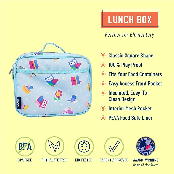 Wildkin Kids Insulated Lunch Box for Boys and Girls, Perfect Size for Packing Hot or Cold Snacks for School and Travel, Mom's Choice Award Winner, BPA-free, Olive Kids (Birdie)