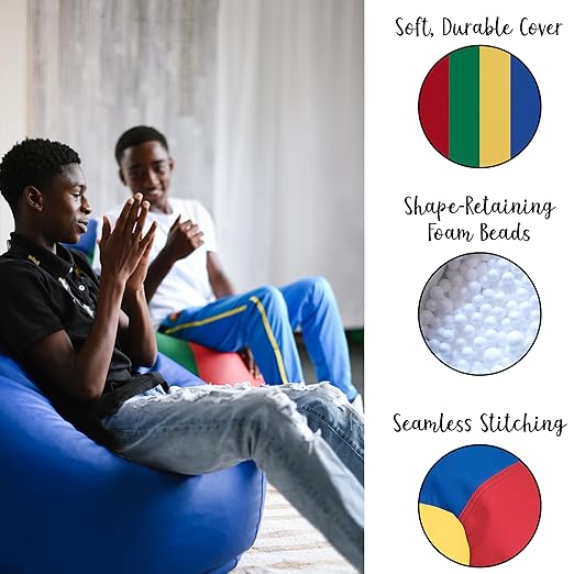 Factory Direct Partners 10478-AS SoftScape Classic 35" Junior Bean Bag Chair, Furniture for Kids, Libraries or Home - Assorted
