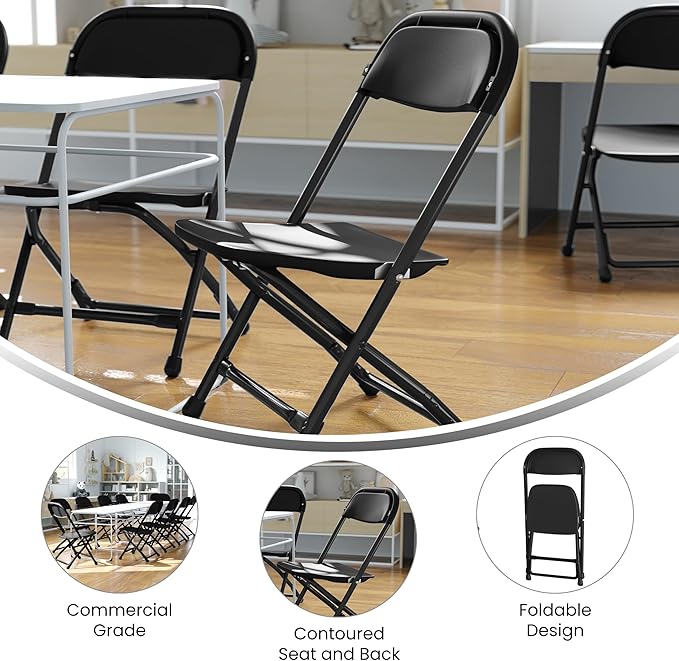 Flash Furniture 2 Pack Kids Black Plastic Folding Chair