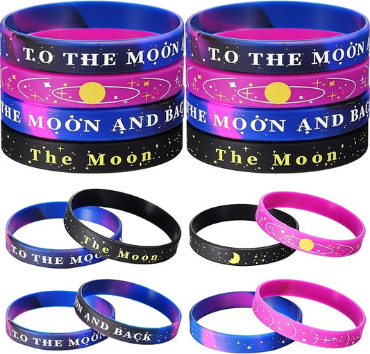 36 Pieces Outer Space Party Silicone Bracelets Galaxy Rubber Wristbands Space Theme Solar System Galaxy Universe Bracelets Wristbands Star Space Party Favors Kid Birthday Party Supplies