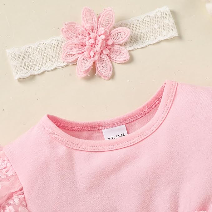 Baby Girl Dress Ruffle Sleeve Toddler Girl Dresses Infant Girls Long Sleeve Fall Winter Clothes Flower Tulle Dress