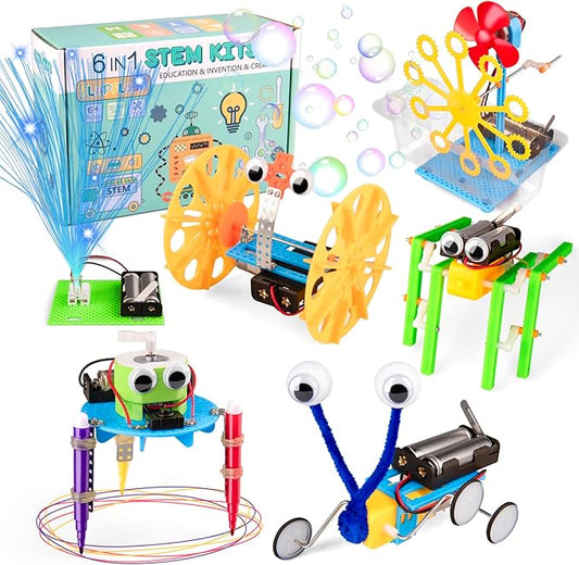 6-in-1 STEM Kit for Kids Ages 6-12, STEM Toys for Boys Ages 8-12, Robot Building Kit & Car Crafts for Kids, Science Activities Robotics Kits for 6 7 8 9 10 12 Year Old Boys Girl Birthday Gifts