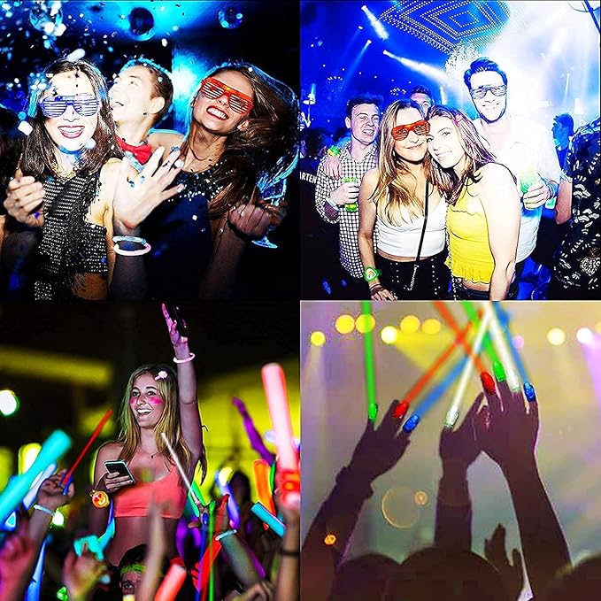 88PCs LED Light Up Toy Party Favors Glow in The Dark,Party Supplies Bulk for Adult Kids Birthday Halloween with 50 Finger Light, 12 Jelly Ring, 6 Flashing Glasses…