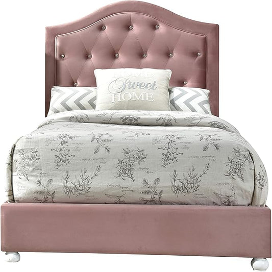 Acme Reggie Twin Bed in Pink Fabric