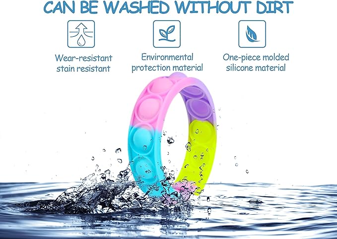 60 Pcs Pop Bubble Bracelet Fidget Toys, Pop Wristband Fidget Bulk Toy for Party Favors Halloween Christmas Valentine Gifts Student Gifts Easter Egg Basket Stuffer Classroom Prizes Goodie Bag for Kids