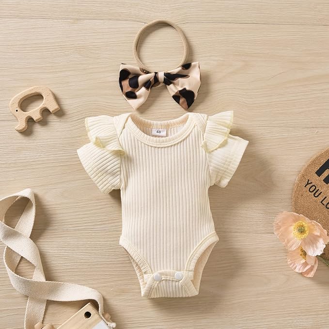 Aalizzwell Baby Girls Ribbed Bodysuit Bloomer Shorts Outfits Summer Clothes