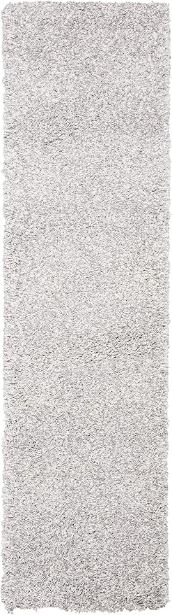 SAFAVIEH Royal Shag Collection Runner Rug - 2'2" x 8', Light Grey, Non-Shedding & Easy Care, 2-inch Thick Ideal for High Traffic Areas in Living Room, Bedroom (RYG117G)