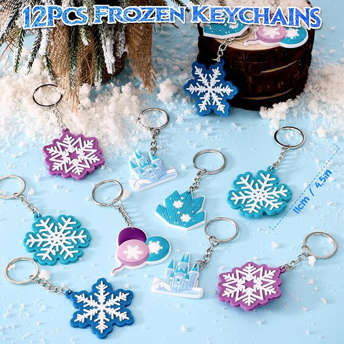 48Pcs Frozen Party Favors Elsa Birthday Supplies Girls, Drawstring Bags Silicone Bracelets Keychain Tattoo Sticker Frozen Goodie Bag Stuffer Filler Elsa Frozen Birthday Party Favors Supplies