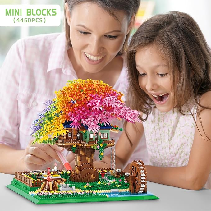 Architecture Rainbow Tree Building Block, Colorful Tree House Garden Building Blokcs, 4450PCS Building Kits Set for Adult (Not Compatible with Lego Set)