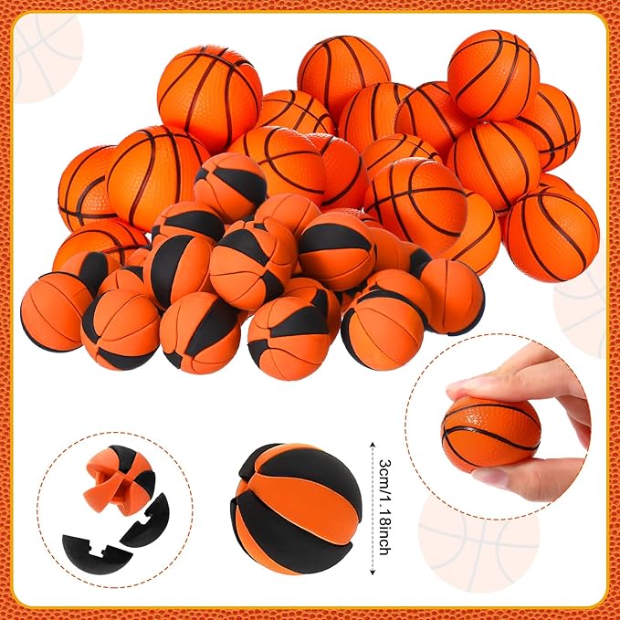 Aoriher 158 Pcs Basketball Party Favors Set Bulk Sport Non Woven Gift Bags Slap Bracelets Mini Bouncy Balls Toy Whistle Keychains Sticker Stampers for Sport Party Supplies(Basketball)