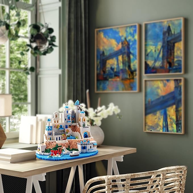 Architecture Micro Building Blocks Set for Adults- 5810PCS Romantic City Collectible Aegean Sea Mini Castle Building Blocks Modle Kits, Creative Present for Kids Age of 14+