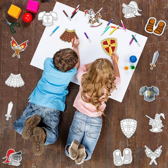 32 Sets Armor of God Magnets Crafts Color Your Own Armor of God Magnet for Kids DIY Religious Coloring Magnet Ornaments for VBS Sunday School Home Classroom Activities Art Party Favors