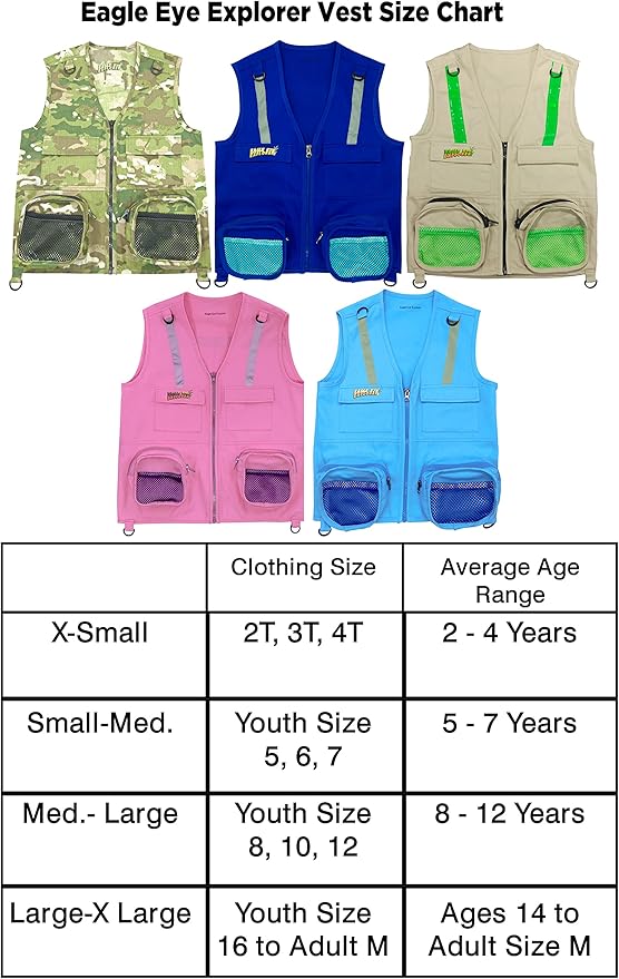 Kids Cargo Vest Set Dark Blue XS Vest and Hat Fits Youth Sizes 2T, 3T and 4T (Dark Blue Vest and Hat, X-Small)