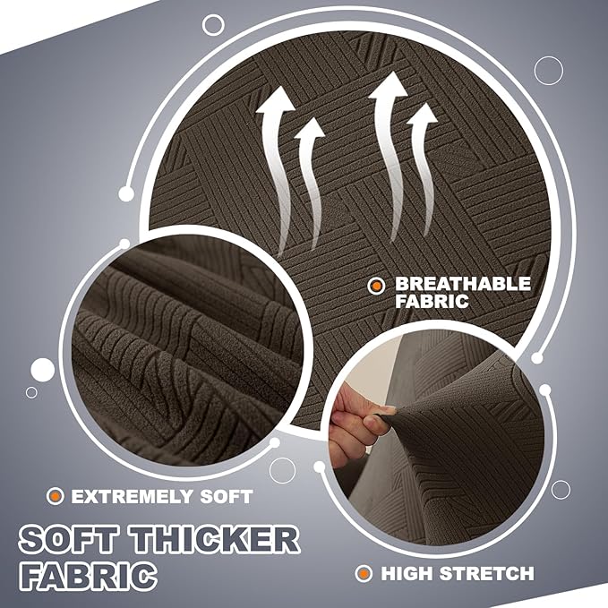 JIVINER Small Recliner Chair Covers, 3 Piece Slipcovers for Small Reclinering Chair, Soft Jacquard Recliner Protector/Furniture Slipcovers for Dogs,Cats (Recliner Small, Coffee)