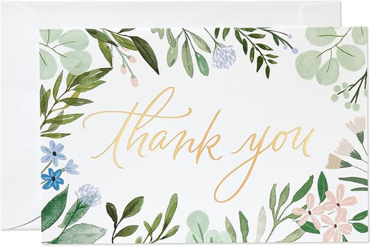 American Greetings Blank Thank You Cards with Envelopes for Wedding, Birthday, Baby Shower, Floral (48-Count)