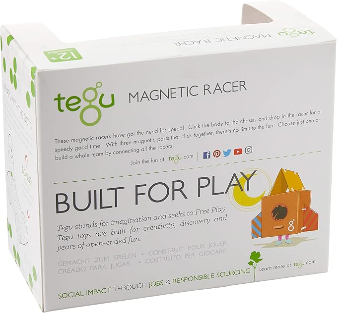 3 Piece Tegu Magnetic Racer Building Block Set, Purple