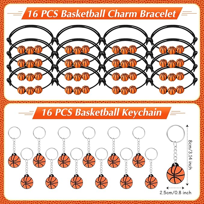 Aoriher 162 Pcs Basketball Party Favors, Basketball Party Gift Goodie Bag Fillers Foam Basketballs Tattoo Stickers Keychains Sticker Charm Bracelets Sport Wristband Pull Back Cars for Party Supplies