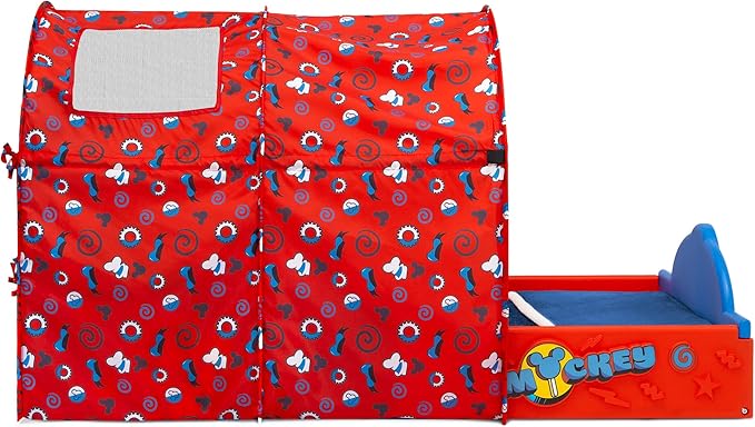 Delta Children Disney Mickey Mouse Sleep and Play Toddler Bed with Tent, Blue/Red