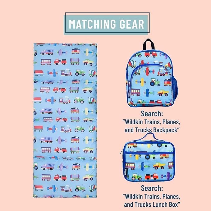 Wildkin Kids Floor Lounger: Ideal for Boys and Girls, Travel-Friendly, Perfect for Sleepovers - Pillow Lounger for Kids, Requires Standard Size Pillows Not Included (Trains, Planes, and Trucks)