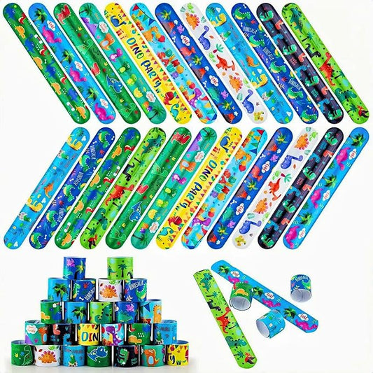 48 Pcs Slap Bracelets for Kids Dinosaur Snap Bracelets Bulk Bracelet for Boys Party Supplies Favors Classroom Prizes Exchanging Gifts Christmas Easter Thanksgiving Holiday Gifts