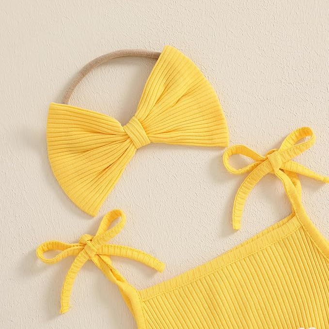 Baby Girl Clothes Daisy Ribbed Bodysuit Sleeveless Romper Dress Summer Outfit for Girls Newborn 3 6 9 12 18 Months