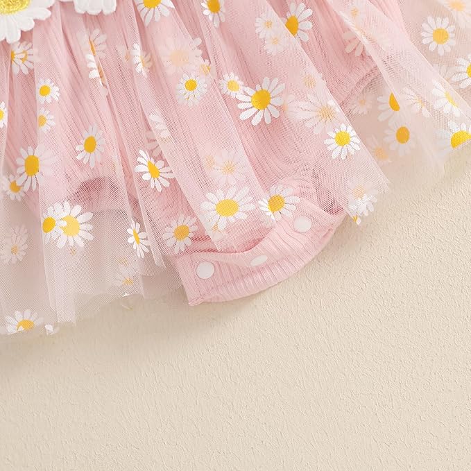 Baby Girl Clothes Daisy Ribbed Bodysuit Sleeveless Romper Dress Summer Outfit for Girls Newborn 3 6 9 12 18 Months