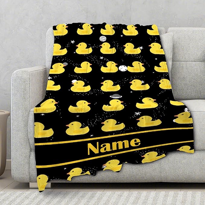 Custom Name Ruddy Duck Adult duck Blanket Kids Funny Blanket Suitable for Bedroom Living Room bed sofa Crib Couch Chair outdoor All Season Items That Yellow Duck Lovers Will Love 80"x60"for Adult