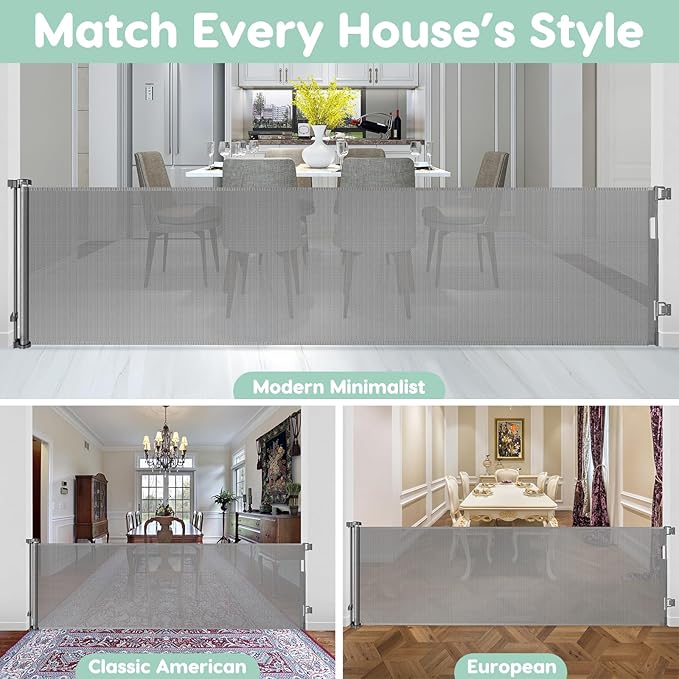 175 Inch Retractable Pet Gate Extra Wide Baby Gate Retractable Baby Gates Extra Wide Dog Gates for The House Extra Wide Pet Gates for Dogs Extra Wide Retractable Dog Gate Child Gates for Wide Openings