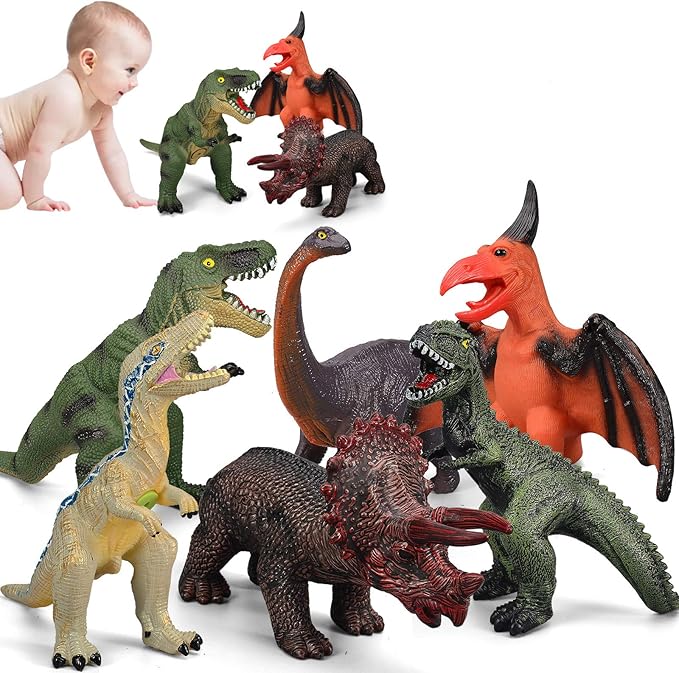6 Piece Jumbo Dinosaur Toys for Kids and Toddlers, Dinosaur Toys for Kids 3-5, Large Soft Dinosaur Toys for Dinosaur Lovers - Perfect Dinosaur Party Favors, Birthday Gifts