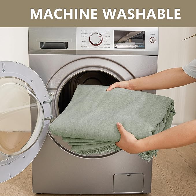 MYSKY HOME Chenille Sofa Slipcovers Sage Green Sofa Covers with Tassel Edge L Shaped Sectional Couch Covers for 3 Cushion Couch, Washable Thick Durable Furniture Protector for Dogs Kids 71"x 134"