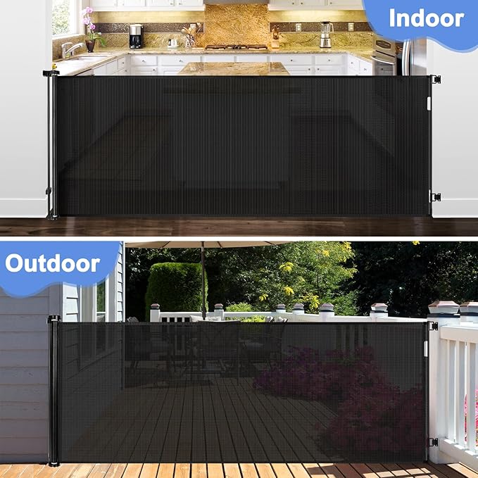 42" Tall X 115" Long Baby Gates Indoor Extra Long Baby Gates for Large Openings Extra Tall Retractable Dog Gates for The House Extra Wide Retractable Pet Gate Extra Large Baby Gate Extra Long Dog Gate