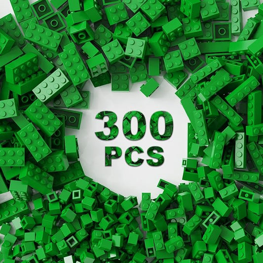 300 Pcs Classic Building Bricks, Green Bulk Bricks,Compatible with Lego and Major Brands Parts and Pieces, Creative Building Block Toys for Boys Girls Ages 6 7 8 9 10 Year Old
