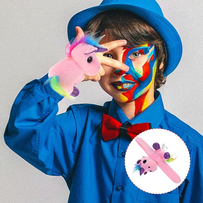 Abaodam Animal Slap Bracelet Unicorn Slap Bracelet Plush Stuffed Animal Hugger Snap Wrist Band for Kids Birthday Party Toy