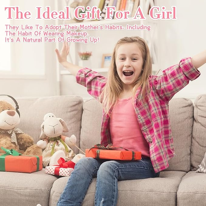 Kids Makeup Kit for Girl - Washable Non Toxic Kid Make Up Toys, Little Girls Play Makeup Set, Kids Toy for Toddlers Children Princess, Christmas Birthday Gift for 4 5 6 7 8 9 10 Year Old Girl