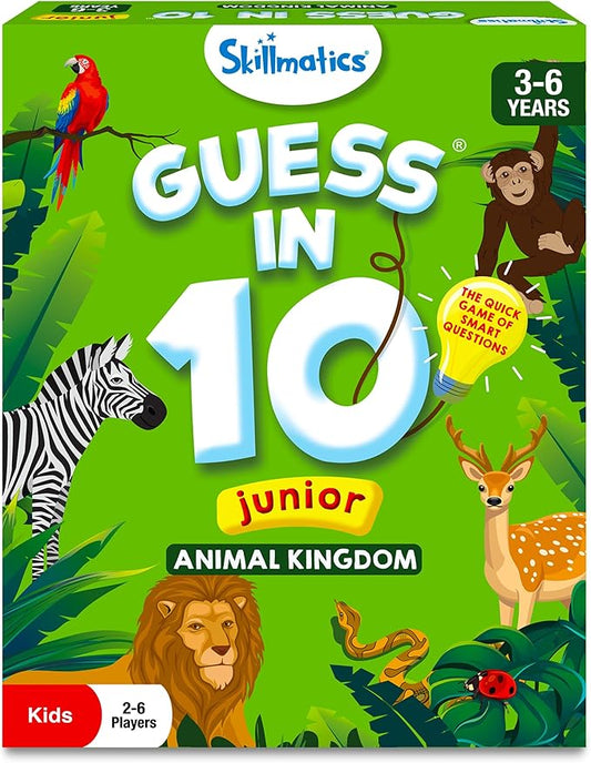 Skillmatics Card Game - Guess in 10 Junior Animals for Kids, Boys, Girls Who Love Educational Toys, Travel Games, Gifts for Ages 3, 4, 5, 6