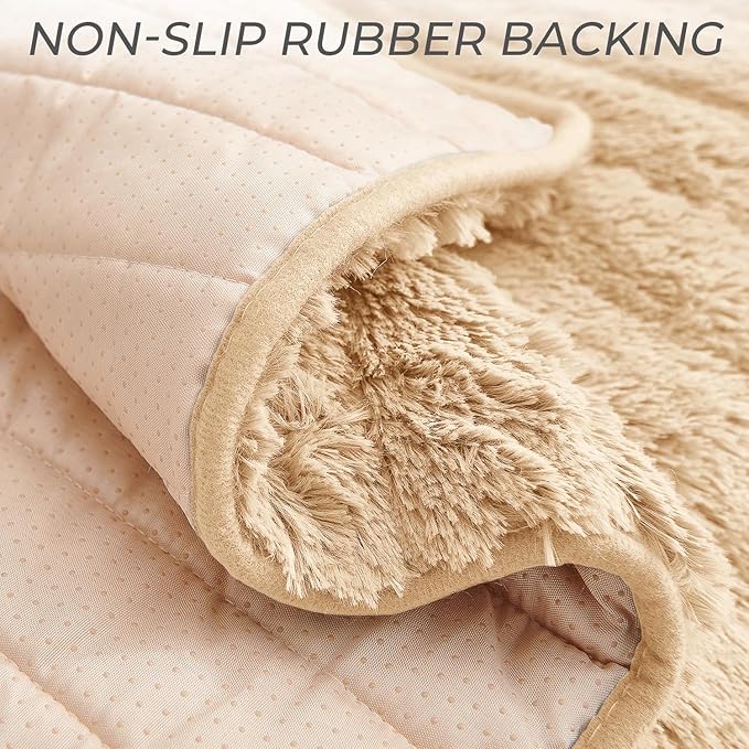 RBSC Home Plush Recliner Slipcover 30 Inches Beige Chair Covers Artificial Wool Lazy Boy Cover Quilted Cover for Recliner Chairs and Furniture Soft Warm