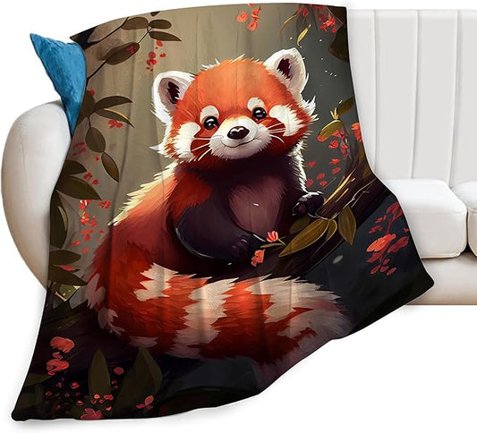 Red Panda Throw Blanket Cute Red Panda Plush Fleece Soft Cozy Red Panda Gifts Blanket for Kids Girls Adults Couch Bed Chair Office Dorm Decor 40''X50''