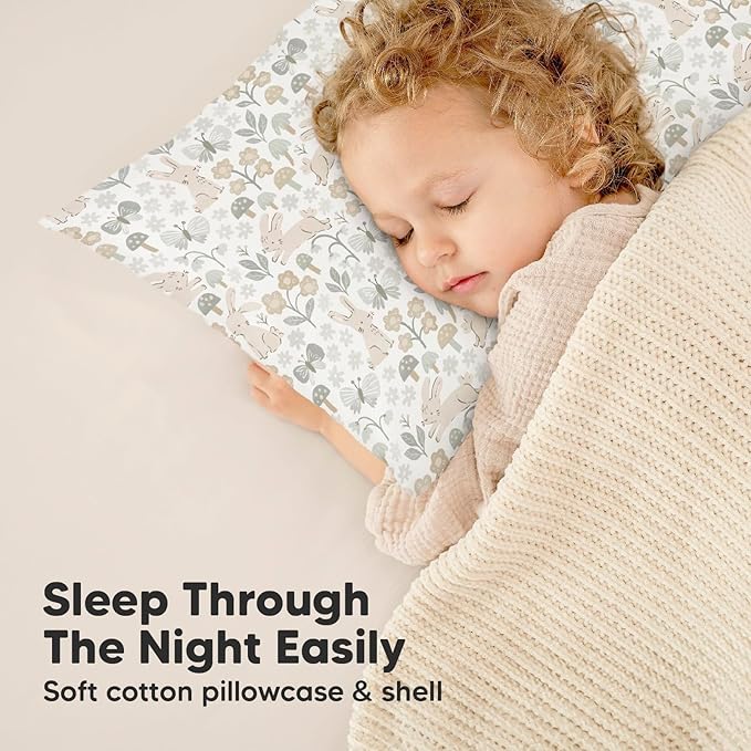 Toddler Pillow with Pillowcase - 13x18 My Little Dreamy Pillow, Organic Cotton Toddler Pillows for Sleeping, Kids Pillow, Travel Pillows, Mini Pillow, Nursery Pillow, Toddler Bed Pillow (Prairie)