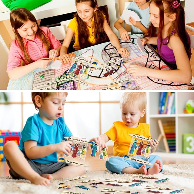 Amyhill 24 Sets 24 Sets Fishers of Men Craft for Kids First Communion Sunday School Crafts Bible Craft Kit Christian Jesus Religious Supplies for Toddlers Kids and Home Activities