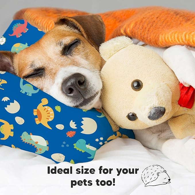 Toddler Pillow with Pillowcase - 13x18 My Little Dreamy Pillow, Organic Cotton Toddler Pillows for Sleeping, Kids Pillow, Travel Pillows, Mini Pillow, Nursery Pillow, Toddler Bed Pillow (DinoWorld)