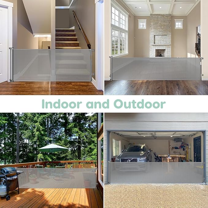 155 Inch Extra Wide Baby Gate Retractable Baby Gates Extra Wide Baby Gates for Large Openings Extra Long Baby Gate Indoor Extra Large Baby Gate Mesh Dog Gates for Doorways Pet Gate Outdoor Safety Gate