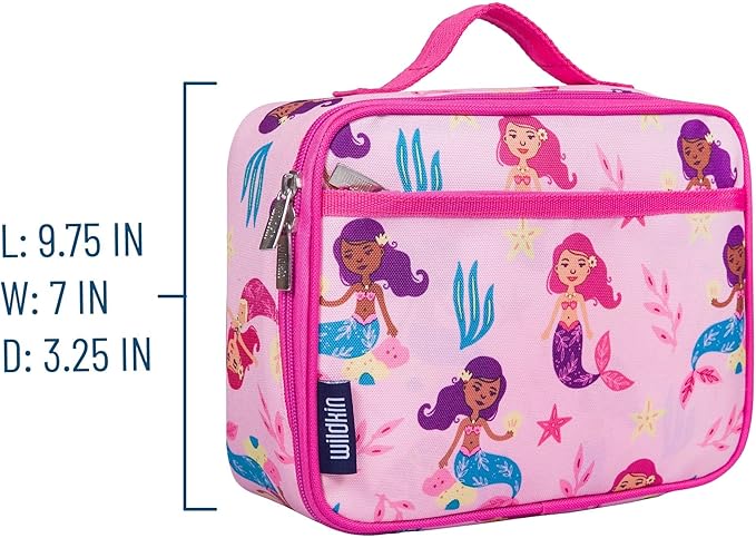 Wildkin Kids Insulated Lunch Box Bag for Boys & Girls, Reusable Kids Lunch Box is Perfect for Elementary, Ideal Size for Packing Hot or Cold Snacks for School & Travel Bento Bags (Groovy Mermaids)