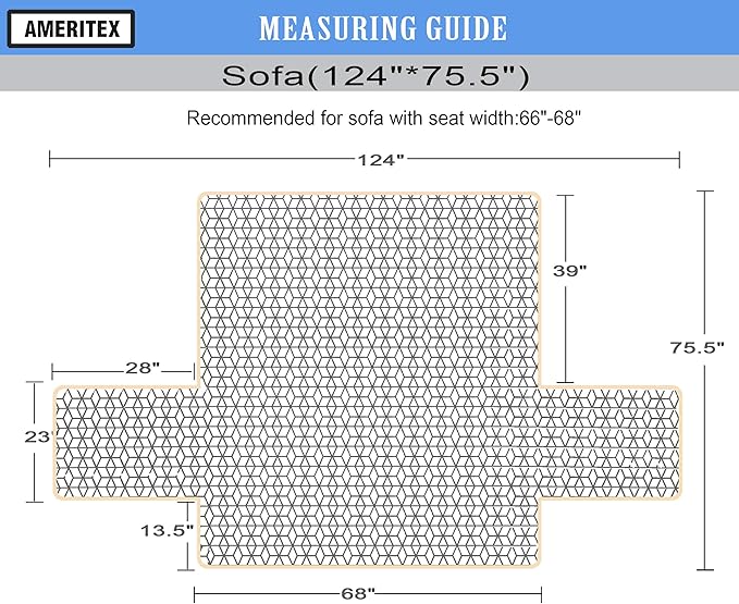 Ameritex Couch Sofa Slipcover 100% Waterproof Nonslip Quilted Furniture Protector Slipcover for Dogs, Children, Pets Sofa Slipcover Machine Washable (Stone Blue, 68'')