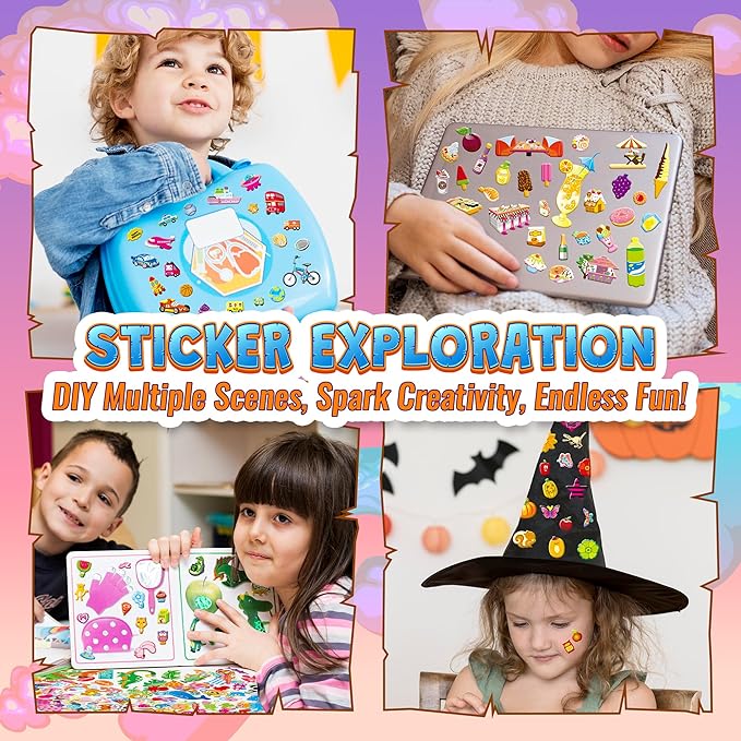 3200+ Stickers for Kids, 3D Puffy Stickers, 64 Different Sheets, Cute Animals Stickers for Boys Girls Teachers, Classroom Reward, Craft Scrapbooking, Party Gift