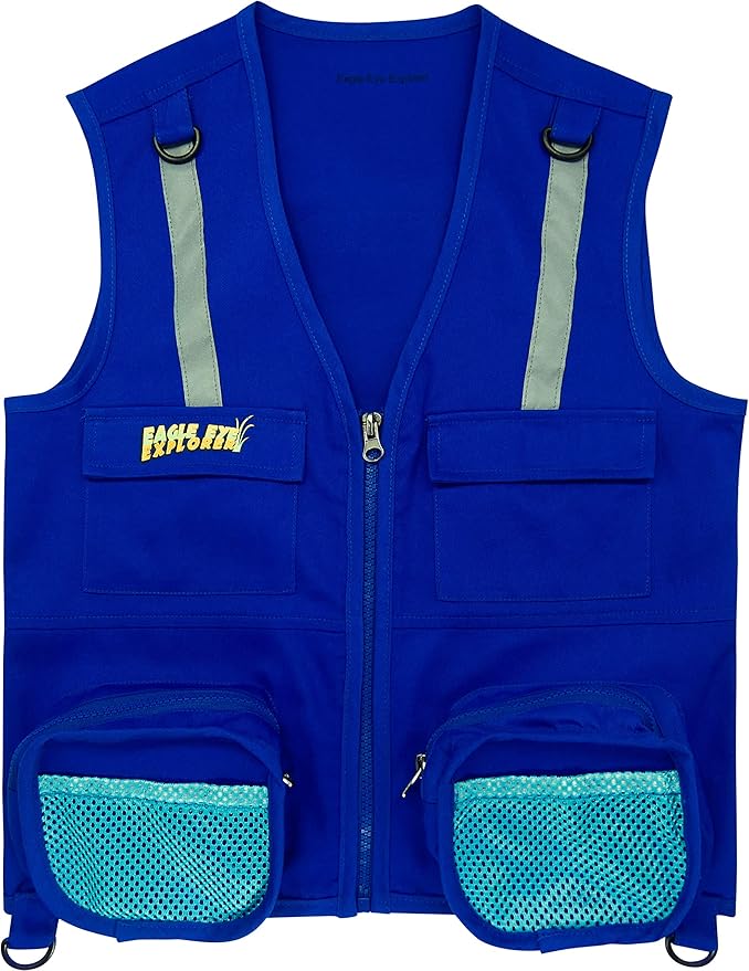 Kids Cargo Vest Set Dark Blue XS Vest and Hat Fits Youth Sizes 2T, 3T and 4T (Dark Blue Vest and Hat, X-Small)