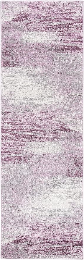 SAFAVIEH Adirondack Collection Runner Rug - 2'6" x 8', Grey & Purple, Modern Abstract Design, Non-Shedding & Easy Care, Ideal for High Traffic Areas in Living Room, Bedroom (ADR112V)